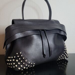 TODS Wave Gommini Black Leather Satchel